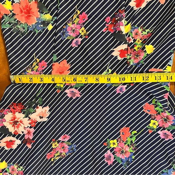 ECI New York Blue Floral Striped A-Line Midi Dress Size S Cottagecore Garden - Picture 7 of 8